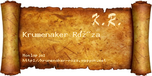 Krumenaker Róza névjegykártya